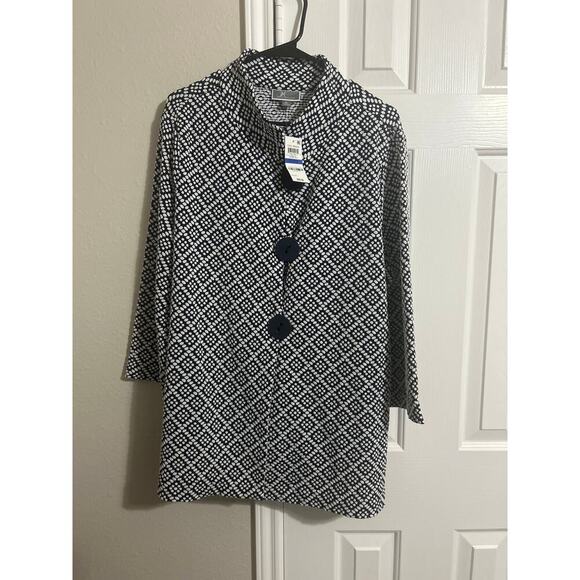 NWT JM Collection Women’s 3 button printed business casual Navy Jacket Size XL - Picture 8 of 10